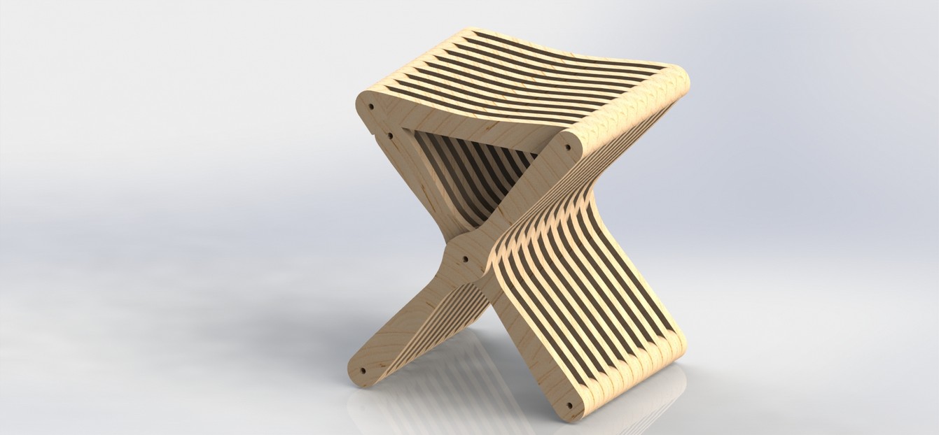 DXF Project Stool File For Cutting in CNC Router And Laser Wood MDF ArtCAM 2D 