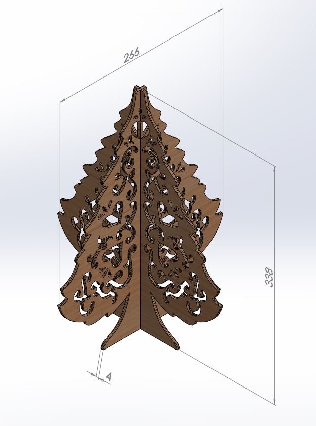 CNC Router Milling And Laser DXF File Christmas Tree ArtCAM 2D Vector Woodwork 